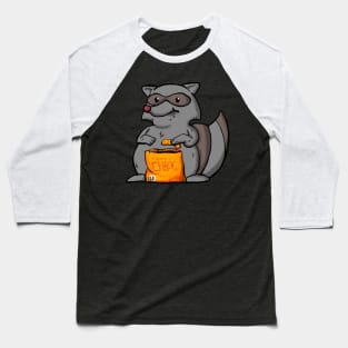 Chubby Raccoon with Cheesy Chips Baseball T-Shirt